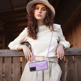 For Xiaomi Redmi K60 / K60 Pro Rhombic Texture Card Bag RFID Phone Case with Long Lanyard(Light Purple)