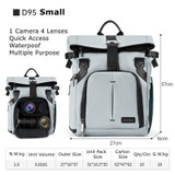 Cwatcun D95 Large Capacity Photography Backpack Shoulders Laptop Camera Bag, Size:27 x 37 x 16cm(Silver Grey)