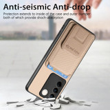 For vivo S16 / V27 Carbon Fiber Card Bag Fold Stand Phone Case(Khaki)