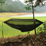 Parachute Cloth Anti-Mosquito Sunshade With Mosquito Net Hammock Outdoor Single Double Swing Off The Ground Aerial Tent 270x140cm (Army Green)