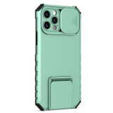 Stereoscopic Holder Sliding Camshield Phone Case For iPhone 13 Pro(Light Blue)