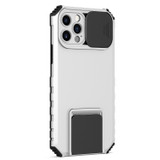 Stereoscopic Holder Sliding Camshield Phone Case For iPhone 13 Pro(White)