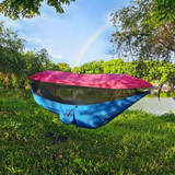 Parachute Cloth Anti-Mosquito Sunshade With Mosquito Net Hammock Outdoor Single Double Swing Off The Ground Aerial Tent 270 x 140cm (Pink Blue)