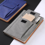 A5 Imitation Fabric PU Leather Notebook Notepad Multi-pocket Journal Planner(Grey)