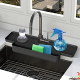 Kitchen Faucet Silicone Drainage Mat Sponge Shelf Organizer Splash-Proof Sink Drainage Mat(Black)