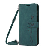 For Infinix Hot 40i Skin Feel Heart Embossed Leather Phone Case with Long Lanyard(Green)