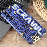 For Samsung Galaxy S23 5G Painted Pattern Precise Hole PC Phone Case(Blue SCR)
