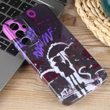 For Samsung Galaxy S23 5G Painted Pattern Precise Hole PC Phone Case(Black Purple Umbrella Boy)