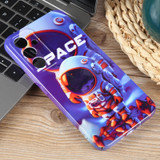 For Samsung Galaxy S22 Ultra 5G Painted Pattern Precise Hole PC Phone Case(Orange White Astronaut)