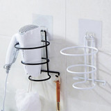 No-Punch Wall Mount Hair Dryer Bracket Bathroom Shelf(White)