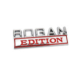 2 PCS Modified Side Door Metal Car Stickers Bogan Edition Label Leaf Board Nameplate Label(Silver Red)