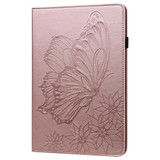 For Amazon Fire HD 10 2023 Big Butterfly Embossed Leather Tablet Case(Rose Gold)