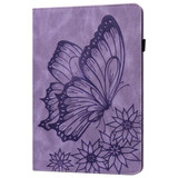 For Samsung Galaxy Tab S9 Ultra / S8 Ultra Big Butterfly Embossed Leather Tablet Case(Purple)