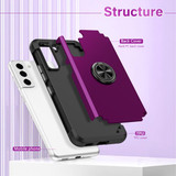 For Samsung Galaxy S22 5G L2 Rotating Ring Holder Magnetic Phone Case(Dark Purple)