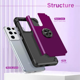 For Samsung Galaxy S21 Ultra 5G L2 Rotating Ring Holder Magnetic Phone Case(Dark Purple)