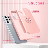 For Samsung Galaxy S21 Ultra 5G L2 Rotating Ring Holder Magnetic Phone Case(Rose Gold)