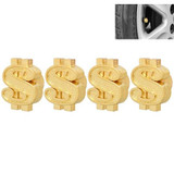 Universal 8mm Dollar Style Plastic Car Tire Valve Caps, Pack of 4(Gold)