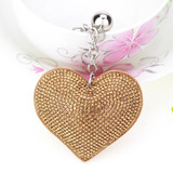 Heart Keychain Leather Tassel Gold Key Holder Metal Crystal Key Chain Keyring Charm Bag Auto Pendant Gift(gold)