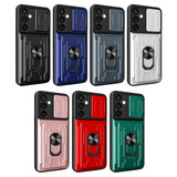 For Samsung Galaxy S23 FE Sliding Camshield TPU+PC Phone Case with Card Slot(Grey)