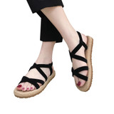 Women Flat With Open Toe Sandals Bohemian Slippers, Shoe Size:36(Black)