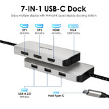 WAVLINK WL-UMD307 Type-C to 2DP + 4K HD + VGA + 3 x USB2.0 HUB Docking Station