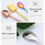 2 PCS Stainless Steel Spoon Creative Coffee Spoon Bar Ice Spoon Gold Plated Long Stirring Spoon, Style:Round Spoon, Color:Silver