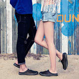 Fashion Breathable Hollow Sandals Couple Beach Sandals, Shoe Size:44(Blue)