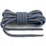 2 Pairs Round High Density Weaving Shoe Laces Outdoor Hiking Slip Rope Sneakers Boot Shoelace, Length:140cm(Dark Gray-Blue)