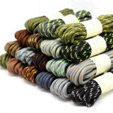 2 Pairs Round High Density Weaving Shoe Laces Outdoor Hiking Slip Rope Sneakers Boot Shoelace, Length:100cm(Army Green-Yellow)