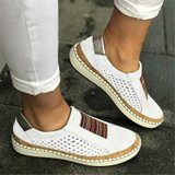 Women Breathable Hollow Out Female Casual Flats Shoes, Size:43(White)