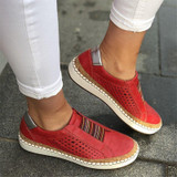 Women Breathable Hollow Out Female Casual Flats Shoes, Size:43(Red)