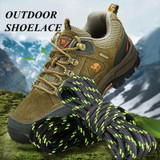 2 Pairs Round High Density Weaving Shoe Laces Outdoor Hiking Slip Rope Sneakers Boot Shoelace, Length:160cm(Army Green-Yellow)