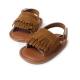 Casual Fashion PU Fringed Baby Sandals, Size:11cm/76g(Matte Dark Brown)