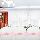 Chair Sashes Bows Decor Elastic Spandex Chair Sash with Pink Flower Stretch Chair Band Wedding Decoration(Sky Blue)