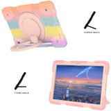 For Samsung Galaxy Tab A9+ 11 2023 Silicone Hybrid PC Tablet Case with Shoulders Strap(Colorful Rose Gold)