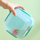 Microwaveable Double Layer Salad Container Picnic Lunch Box with Fork Spoon, Spec: Blue/Large