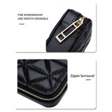 Genuine Leather Diamond Portable Mini Lipstick Cosmetic Bag with Mirror Coin Purse Earphone Bag(Black)