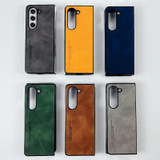 For Samsung Galaxy Z Fold5 i.Crystal Lambskin Folding Phone Case(Light Grey)