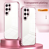 For Samsung Galaxy S22 Ultra 5G Transparent Plating Fine Hole Phone Case(Black)