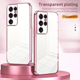 For Samsung Galaxy S21 Ultra 5G Transparent Plating Fine Hole Phone Case(Silver)