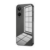 For Realme 10 Pro 5G Transparent Plating Fine Hole Phone Case(Black)