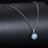 S925 Sterling Silver Platinum Plated Blue Moissanite Necklace(MSN031)