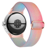 For Google Pixel Watch 2 / Pixel Watch Painted Colorful Nylon Watch Band(Symphony Aurora)