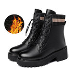 Women Fall And Winter Martin Boots England Style Thick Bottom Short Boots, Size: 35(Plus Velvet)