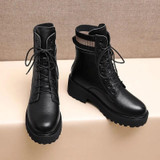 Women Fall And Winter Martin Boots England Style Thick Bottom Short Boots, Size: 39(Plus Velvet)