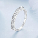 S925 Sterling Silver Platinum Plated Sparkling Simple Rivet Ring, Size: No.6(BSR530)