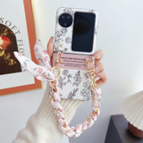 For OPPO Find N3 Flip Pearlescent Paint Painted PC Phone Case with DIY Scarf Bracelet(Sketch Flower)