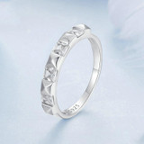 S925 Sterling Silver Platinum Plated Sparkling Simple Rivet Ring, Size: No.8(BSR530)