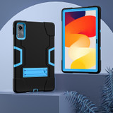 For Xiaomi Redmi Pad SE 11 2023 Contrast Color Silicone Hybrid PC Tablet Case with Holder(Black Blue)