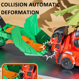 2 In 1 Dinosaur Transforming Engineering Car Inertial Automatic Crash Toy, Color: Racing-T-Rex Green
